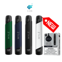 Myle V5 Meta device, a sleek, compact vape pen with a metallic finish and a mouthpiece at the top, featuring a discreet design and small size for portability