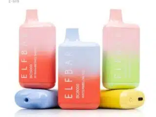 Elf Bar BC5000 disposable vape lineup in assorted colors, product banner