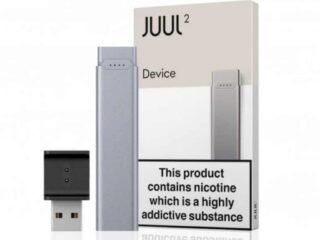 The Juul 2 Device is a sleek, compact vaping device in slate grey, featuring an internal 350mAh battery, magnetic USB charging dock, and LED indicator. Designed for use with Juul 2 pods, it provides a smooth and button-free vaping experience