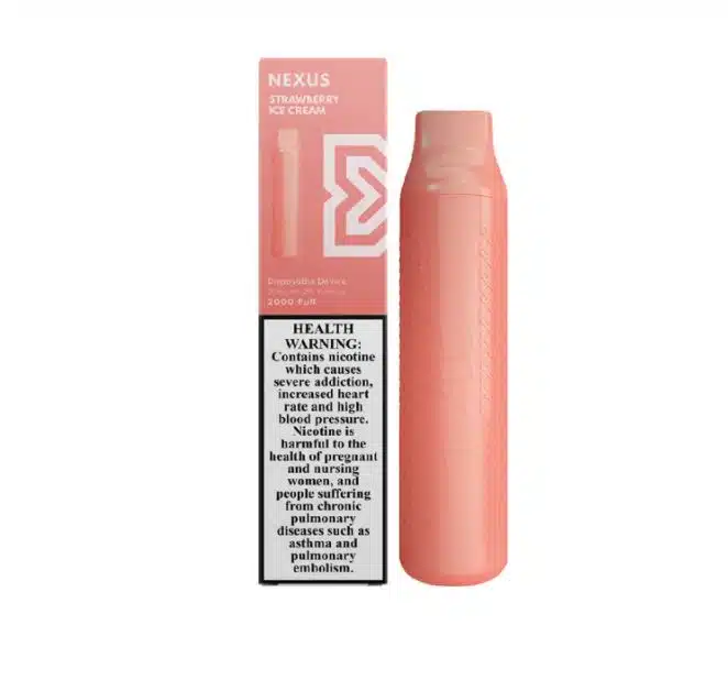 Podsalt Nexus 2000 Puffs Disposable Vape Strawberry Ice Cream Flavor Devices with Box