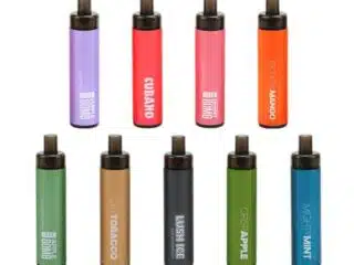 VGOD disposable vape lineup of 9 flavors, colorful devices on white