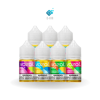 Assorted flavors of VOZOL Salt Nicotine 30ml bottles arranged in a group