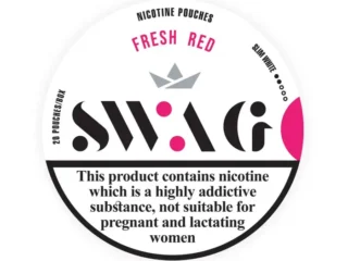 SWAG Slim Fresh Red strawberry nicotine pouch can, 20 pouches at 12mg per pouch