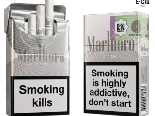 Marlboro White cigarettes pack open and closed view – E-Cig Dubai