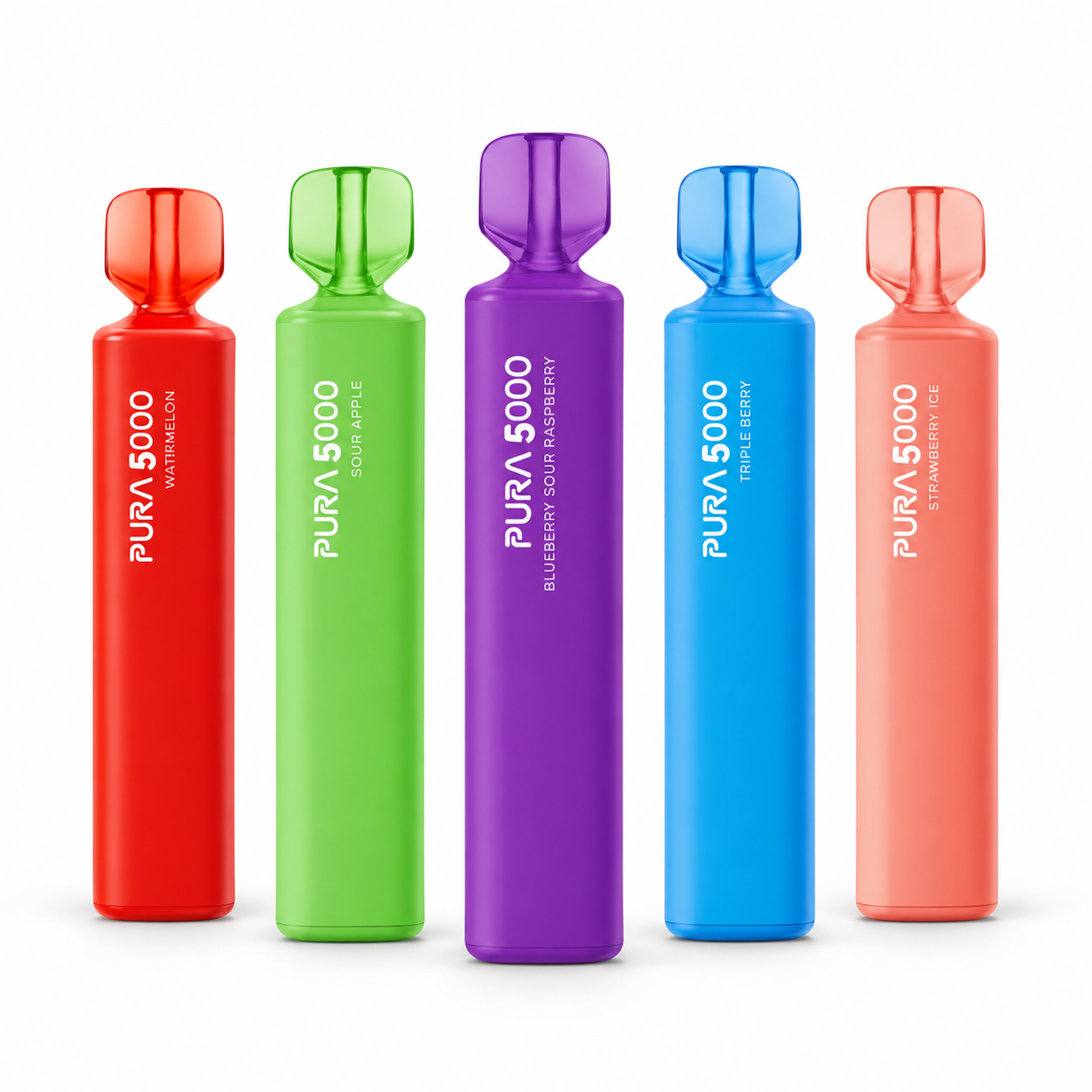 07-pura-5000-white Pura 5000 20mg disposable vape color options on white background