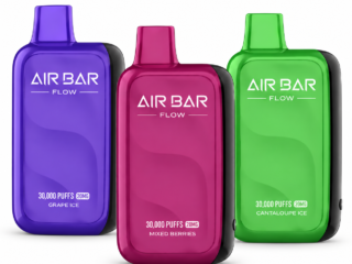 Air Bar Flow 30000 20mg disposable vape devices on white background