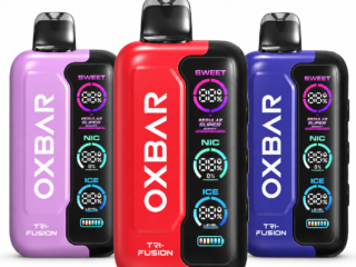 OXBAR Tri-Fusion 45000 50mg disposable vape devices on white background