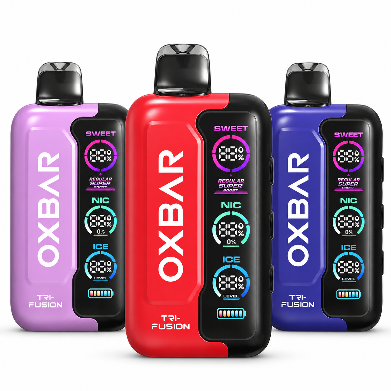 16-oxbar-tri-fusion-45000-white OXBAR Tri-Fusion 45000 50mg disposable vape devices on white background
