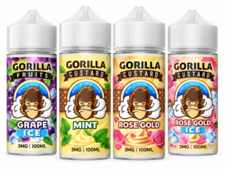 Gorilla Premium 100ml 3mg e-liquid flavour range