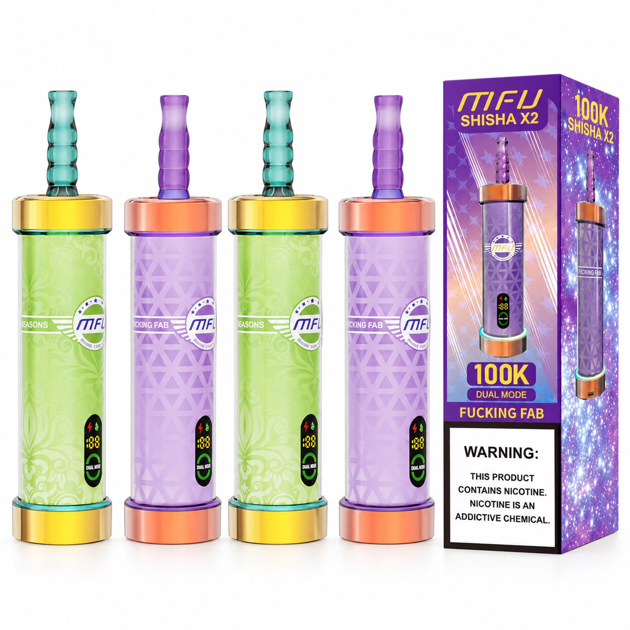 24-mfu-x2-100k-white-v2 MFU X2 Shisha 100K Hookah Disposable – 5mg