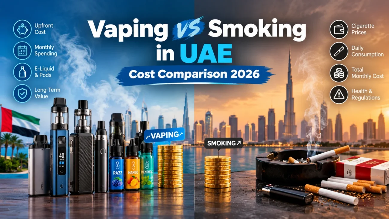 Vaping vs smoking in UAE 2026 cost comparison with vape devices and cigarettes