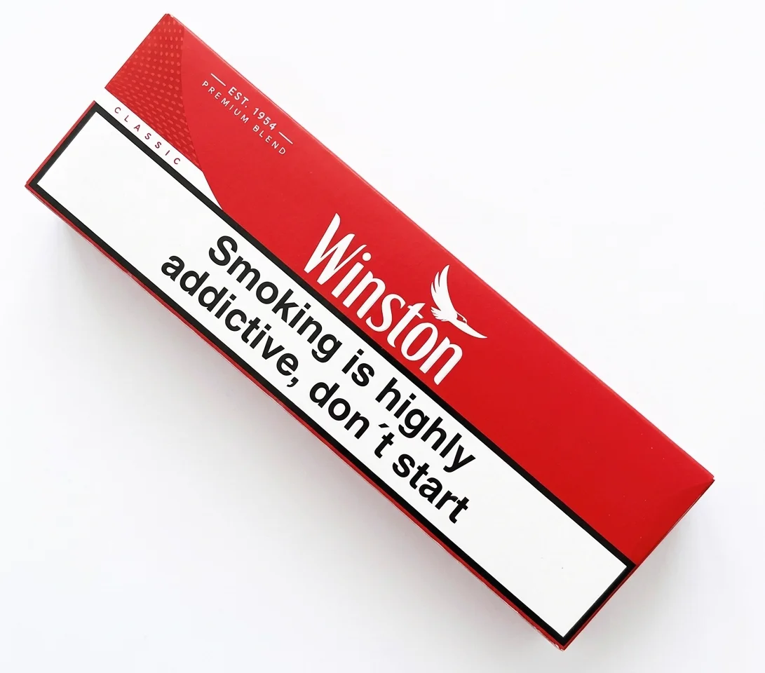 Winston Red Classic cigarettes carton warning label – E-Cig Dubai