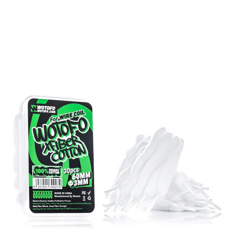 Wotofo Xfiber Cotton 3mm 30pcs | Organic Vape Cotton